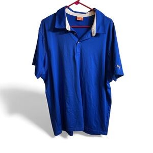 PUMA SportLifestyle Polo Shirt Men’s XXL Blue Orange Logo Short Sleeve Golf
